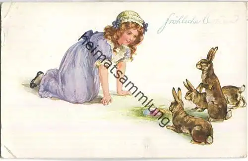 Fröhliche Ostern - Kind mit Hasen