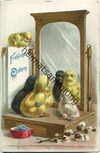 Fröhliche Ostern - Küken - Prägedruck