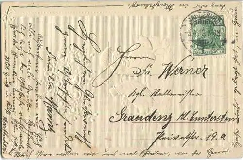 Fröhliche Ostern - Rosenbaum - Küken - Prägedruck