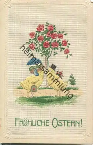Fröhliche Ostern - Rosenbaum - Küken - Prägedruck