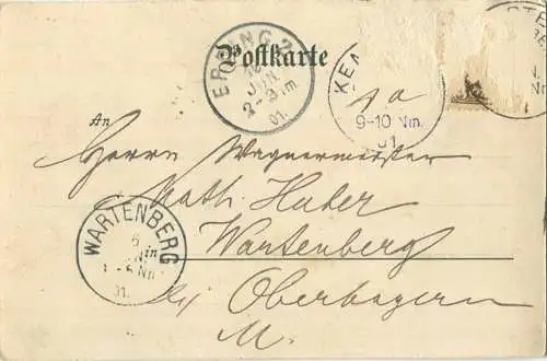 Kempten - Burghalde im Winter - Verlag Gebr. Metz Tübingen - gel. 1901
