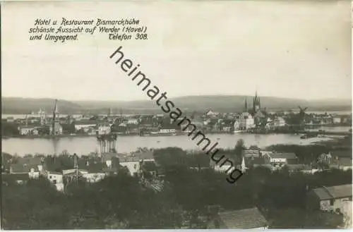 Werder - Schönste Aussicht auf Werder vom Hotel Bismarckhöhe - Foto-Ansichtskarte