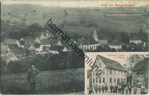 Gruss aus Rengershausen - Gasthaus z. Lamm - Totale - Verlag M. Ruoff Heilbronn