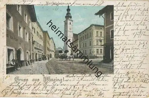 Waging - Marktplatz - Kirche - Verlag J. Ostermann Waging - gel. 1900