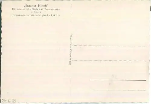 Hemeringen - Gasthaus Brauner Hirsch Besitzer J. Schilli - Verlag Photo-Rinke Coppenbrügge 50er Jahre