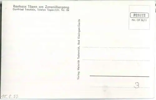 Töpen - Rasthaus am Zonenübergang Inhaber Gottfried Treutlein - Terrasse - Tankstelle - Foto-AK 50er Jahre