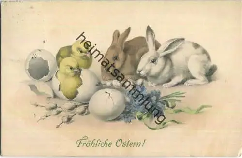 Fröhliche Ostern - Küken - Hasen - Verlag M.M. Vienne M. Munk