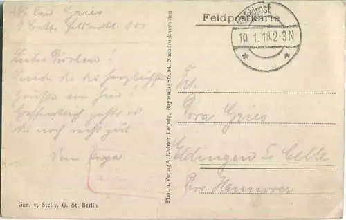 Bertoncourt bei Rethel - Das große Schlachtfeld - Verlag A. Richter Leipzig - Feldpost