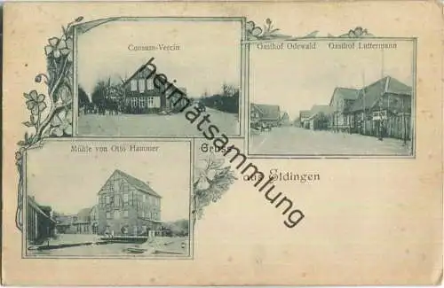 Eldingen - Mühle Otto Hammer - Consum-Verein - Gasthof Odewald um 1900