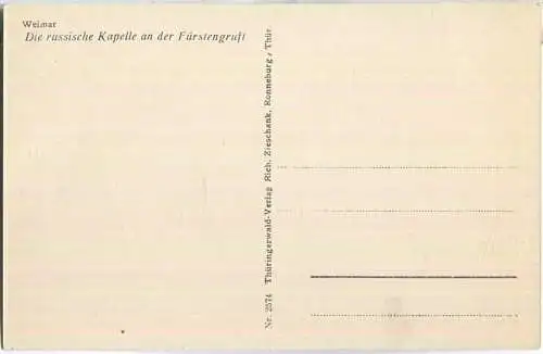 Weimar - Russische Kapelle an der Fürstengruft - Verlag Rich. Zieschank Ronneburg