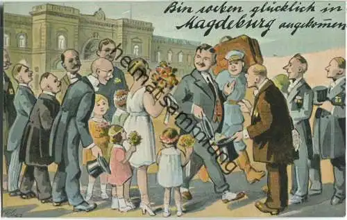 Magdeburg - Humor - bin soeben angekommen - ca. 1930