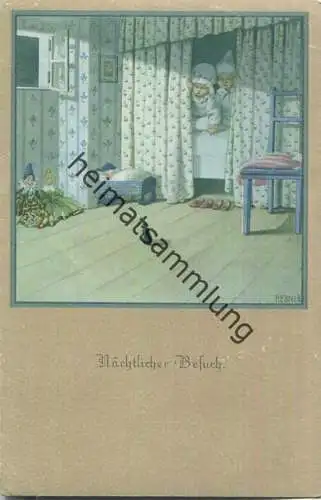 Nächtlicher Besuch - Künstlerkarte signiert P. Ebner - Verlag M.M. Nr. 1222