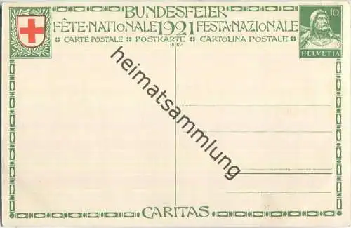 Bundesfeier-Postkarte 1921 - 10 Cts - P. Isella Verwundeten-Transport in den Bergen