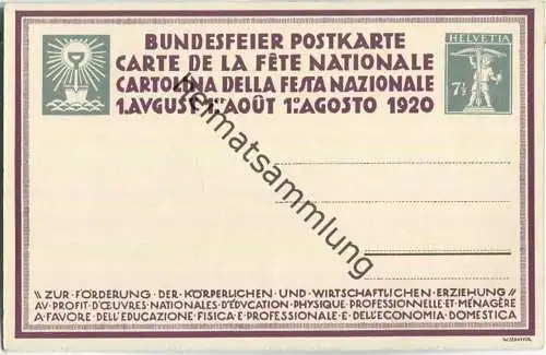 Bundesfeier-Postkarte 1920 - 7 1/2 Cts - J. Affeltranger Die Ernte