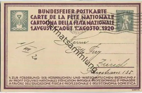 Bundesfeier-Postkarte 1920 - 7 1/2 Cts - G. Jeanneret Le Labour