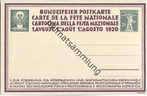 Bundesfeier-Postkarte 1920 - 7 1/2 Cts - G. Jeanneret Le Labour