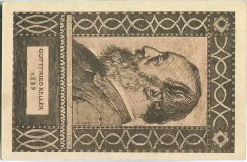 Bundesfeier-Postkarte 1919 - 7 1/2 Cts - Gottfried Kellers 1889 - Zugunsten der Schweizerischen Schillerstiftung