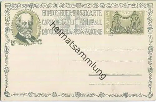 Bundesfeier-Postkarte 1919 - 7 1/2 Cts - Gottfried Kellers 1889 - Zugunsten der Schweizerischen Schillerstiftung
