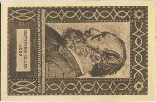 Bundesfeier-Postkarte 1919 - 7 1/2 Cts - Gottfried Kellers 1889 - Zugunsten der Schweizerischen Schillerstiftung