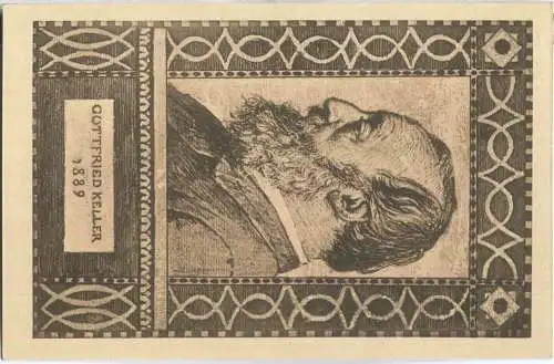 Bundesfeier-Postkarte 1919 - 7 1/2 Cts - Gottfried Kellers 1889 - Zugunsten der Schweizerischen Schillerstiftung