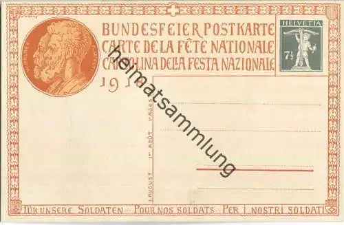 Bundesfeier-Postkarte 1918 - 7 1/2 Cts Bildnummer 4 - Zugunsten der Schweizerischen Nationalspende für Soldaten