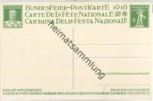 Bundesfeier-Postkarte 1916 - 5 Cts Markwalder Die Friedensinsel - Zugunsten notleidender Wehrmänner