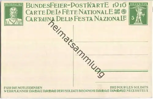 Bundesfeier-Postkarte 1916 - 5 Cts B. Forestier Ceres hält Mars auf - Zugunsten notleidender Wehrmänner