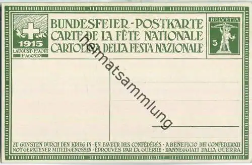 Bundesfeier-Postkarte 1915 - 5 Cts van Muyden Heimatlosenzug