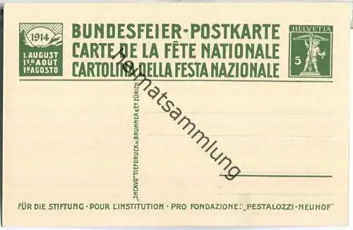 Bundesfeier-Postkarte 1914 - 5 Cts Pestalozzi und sein Enkel Gottlieb - Pestalozzi-Stiftung Neuhof