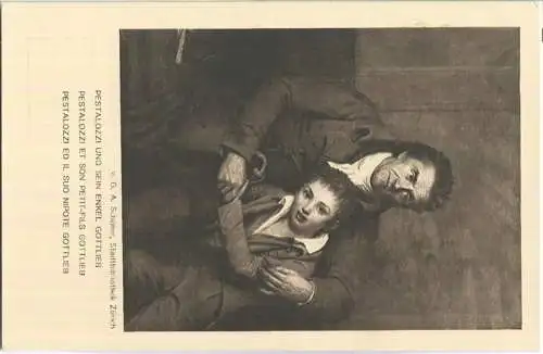 Bundesfeier-Postkarte 1914 - 5 Cts Pestalozzi und sein Enkel Gottlieb - Pestalozzi-Stiftung Neuhof