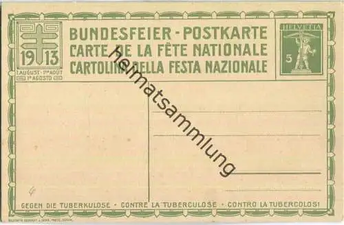 Bundesfeier-Postkarte 1913 - 5 Cts Stiefel Das Rütli - Gegen die Tuberkulose