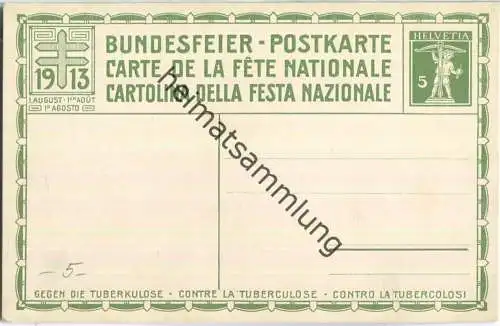 Bundesfeier-Postkarte 1913 - 5 Cts M. Bächtinger Befreiungskämpfe - Gegen die Tuberkulose