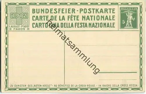 Bundesfeier-Postkarte 1912 - 5 Cts B. Mangold Kinderumzug am 1. August - Zugunsten des Roten Kreuz