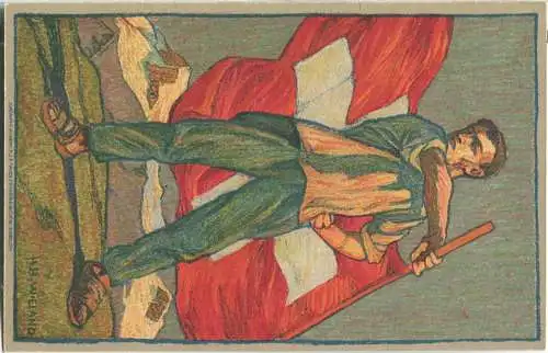 Bundesfeier-Postkarte 1912 - 5 Cts H. B. Wieland Fahnenschwinger - Zugunsten des Roten Kreuz
