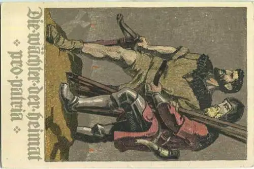 Bundesfeier-Postkarte 1910 - 5 Cts - Die Wächter der Heimat - pro patria - gelaufen am 01. August