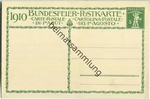 Bundesfeier-Postkarte 1910 - 5 Cts - Die Wächter der Heimat - pro patria