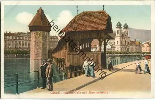 Luzern - Kapellbrücke und Jesuitenkirche ca. 1905