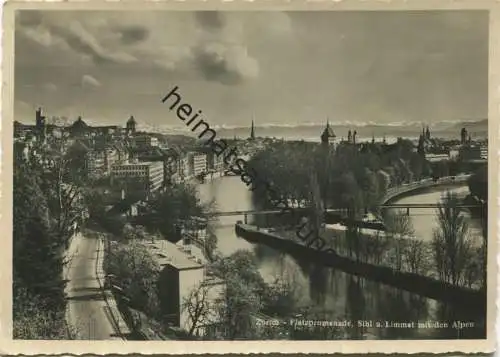 Zürich - Platzpromenade - Sihl und Limmat - Foto-AK Grossformat - Verlag Fr. Ott. Kretschmer Zürich gel. 1950