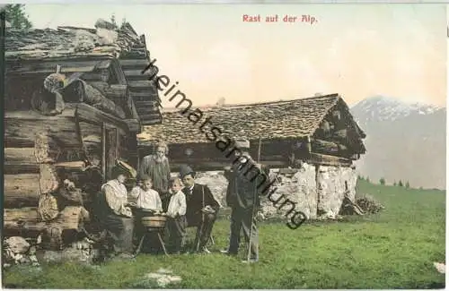 Rast auf der Alp - Verlag Rathe-Fehlmann Basel ca. 1905
