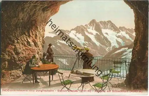 Jungfraubahn - Station Eismeer - Ausblick auf Schreckhorn - Edition Photoglob Co. Zürich ca. 1905
