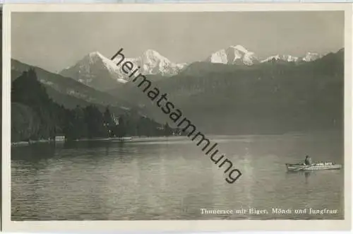Thunersee mit Eiger Mönch und Jungfrau - Foto-Ansichtskarte - Verlag G. D'Aguanno-Zinsli Interlaken 20er Jahre
