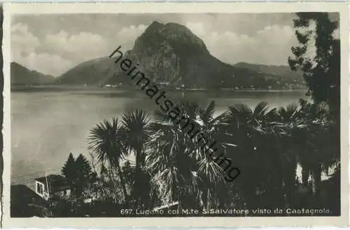 Lugano col Monte San Salvatore visto da Castagnola - Editore Ditta G. Mayr Lugano 20er Jahre