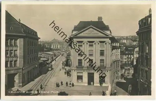 Lausanne avec le Grand Pont - Foto-Ansichtskarte 20er Jahre - Strassenbahn - Edition Guggenheim & Co. Zürich