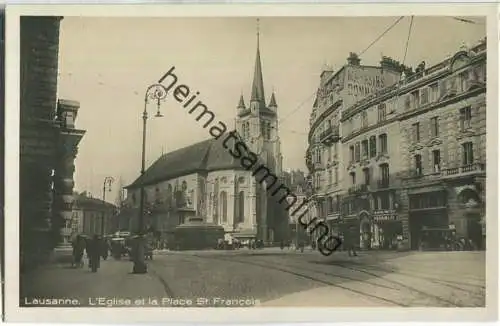 Lausanne - L'Eglise et la Place St. Francois - Foto-Ansichtskarte 20er Jahre - Edition Guggenheim & Co. Zürich