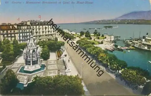 Genf Geneve - Monument Brunswick et Quai du Mont-Blanc - Edition Jaeger Geneve gel. 1924