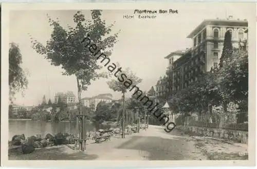 Montreux - Bon Port - Hotel Excelsior - Foto-Ansichtskarte 20er Jahre - Edition Perrochet-Matile Lausanne