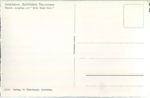 Interlaken - Thunersee - M.S. Stadt Bern - Verlag H. Steinhauer Interlaken