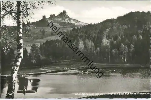 Flossenbürg - Abendstimmung am Gaisweiher mit Blick auf die Ruine - Foto-Ansichtskarte - Verlag Foto-Kohlbauer Pfronten