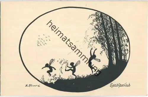 Herbstwind - signiert E. Forck - Künstler-Schattenbild - Verlag Oppel & Hess Jena