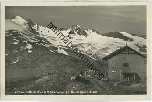 Zittauer Hütte am Wildgerlossee gegen die Reichensspitze - Foto-Ansichtskarte - Verlag C. Jurischek Salzburg